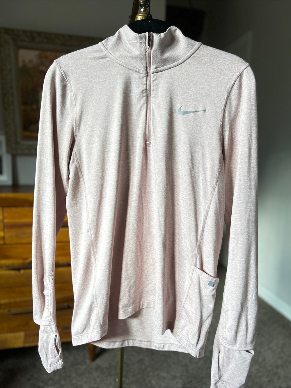 Nike Pink Reflective Quarter-Zip Long Sleeve Top